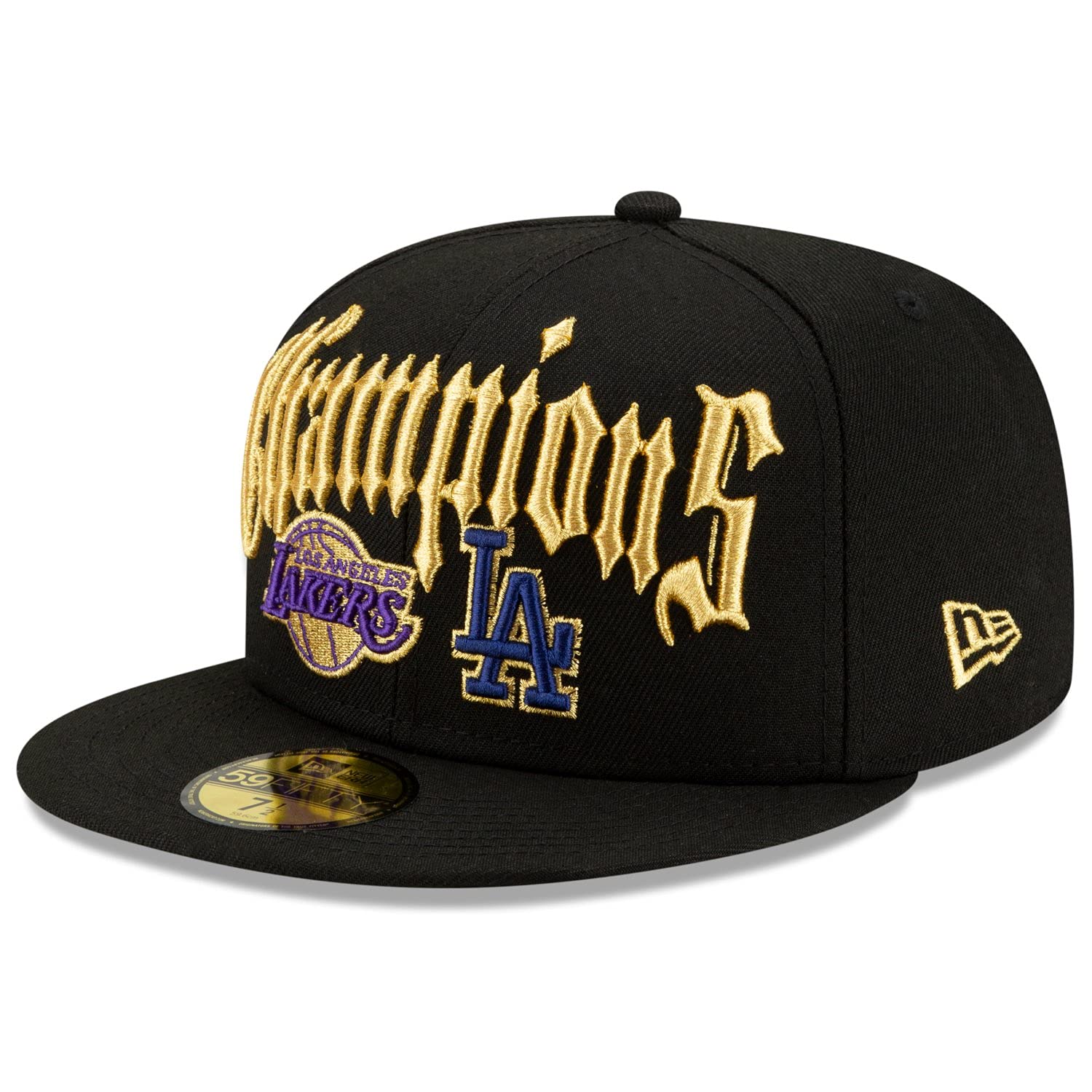 New Era LA Los Angeles Dodgers Lakers 59FIFTY Dual Champions Split 2020 Championships Fitted Cap, Bl