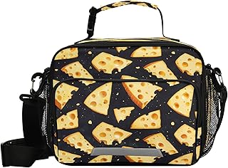 Exnundod Cheese Wedges on Dark Reusable Lunch Bag Insulated Lunch Bags Lightweight Cool Meal Holder Lunchbox Bags for Outdoor Picnic