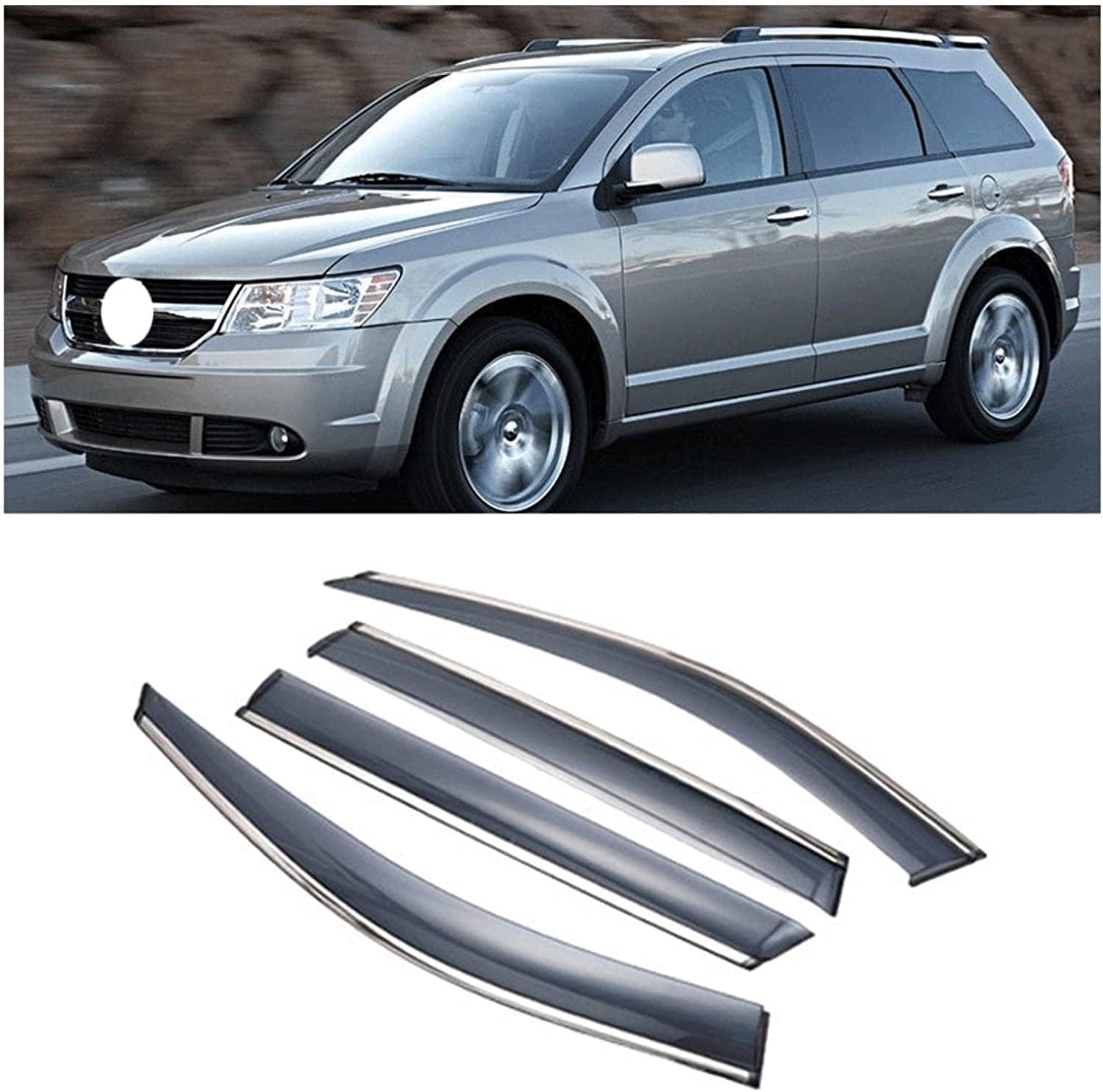 PANXUC Car Wind Deflectors for Dodge Journey 2009-2016, Side Window Wind Rain Deflector Window Visor Sun Rain Guard Smoke Guards