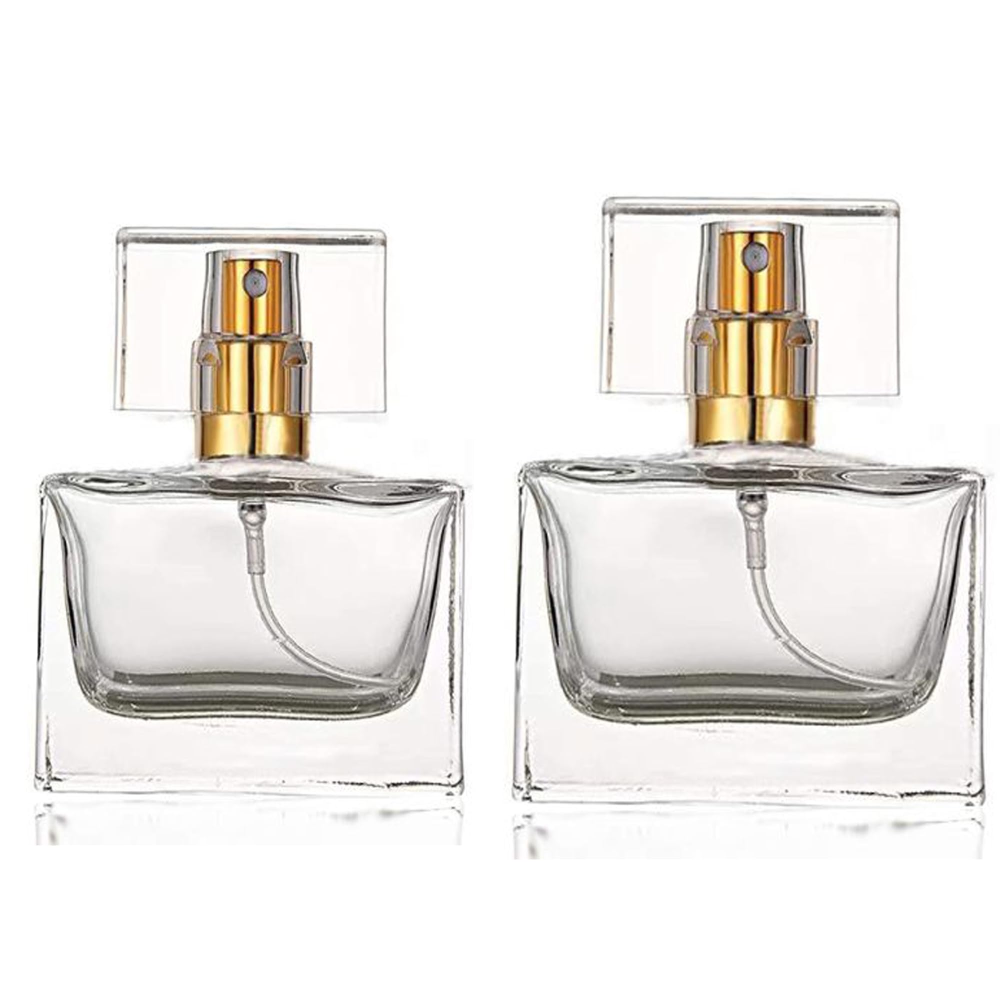 Hunky Dory 2pcs 30ml Empty Refillable Glass Bottle with Spray Pump and Royal Cap for For DIY Perfume, Essential Oils, Blends, Rose Water