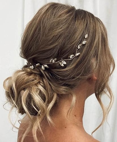 Miniatura 3 de Jeairts Tocado de novia con diamantes de imitación para el cabello de boda, con purpurina, accesorios para el cabello nupcial para mujeres