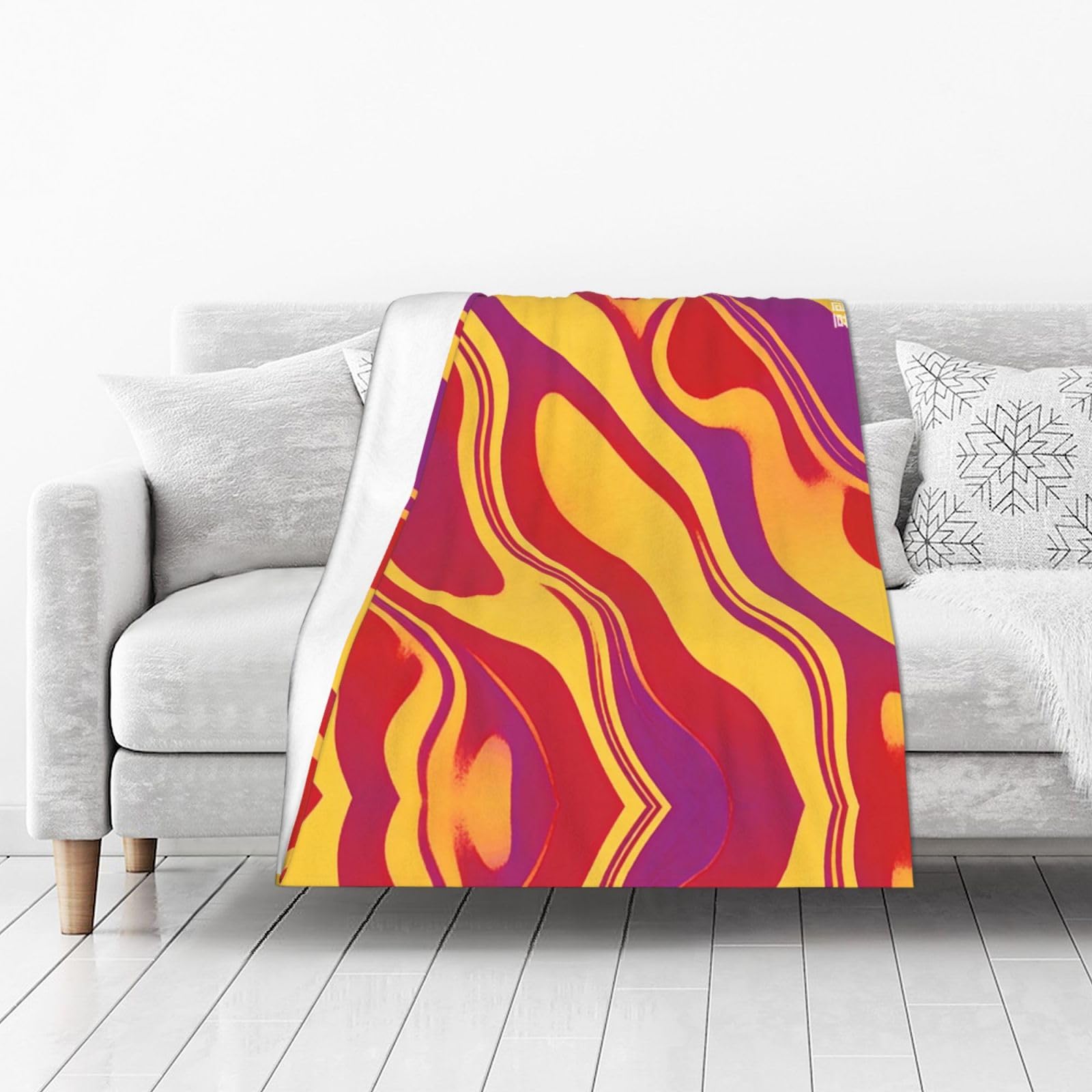 DUYIOKH Vibrant Swirl Color Blend Print Thick Throw Blanket, Blanket for Couch Bed Warm Travel Blanket for Camping Movie Night