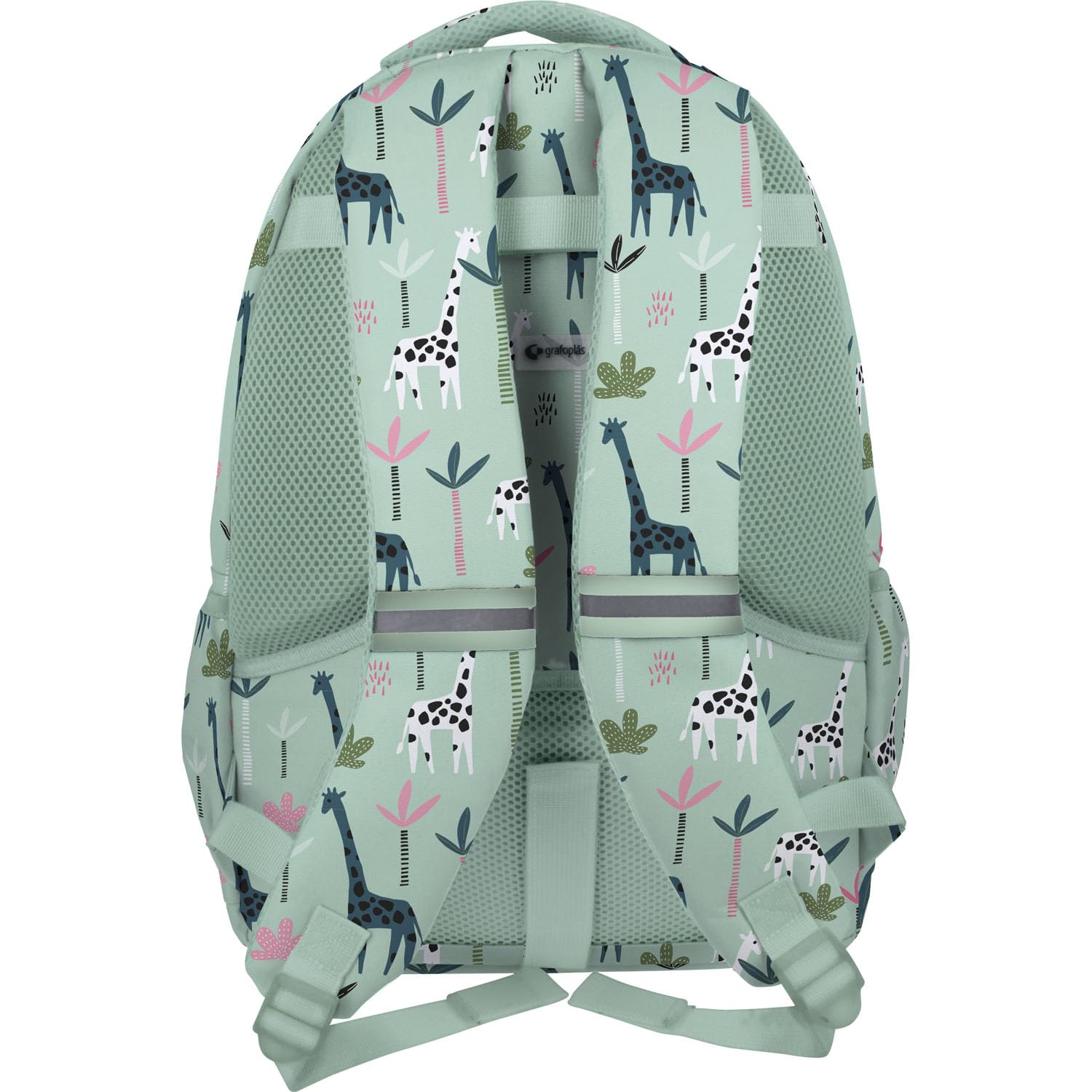 Grafoplás - Mochila Escolar Tres Compartimentos, 33x46x22,5cm, 30 Litros, Zona Acolchada para Portátil, Modelo Roomy, Diseño Jungle, Bits & Bobs Pop Up Design, Perfecta para Material Escolar