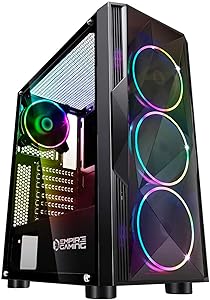EMPIRE GAMING – Gamer Diamond PC Case – ARGB Medium Tower ATX/ITX – Plexiglass Front and Tempered Glass Side Wall – 4 x 12…