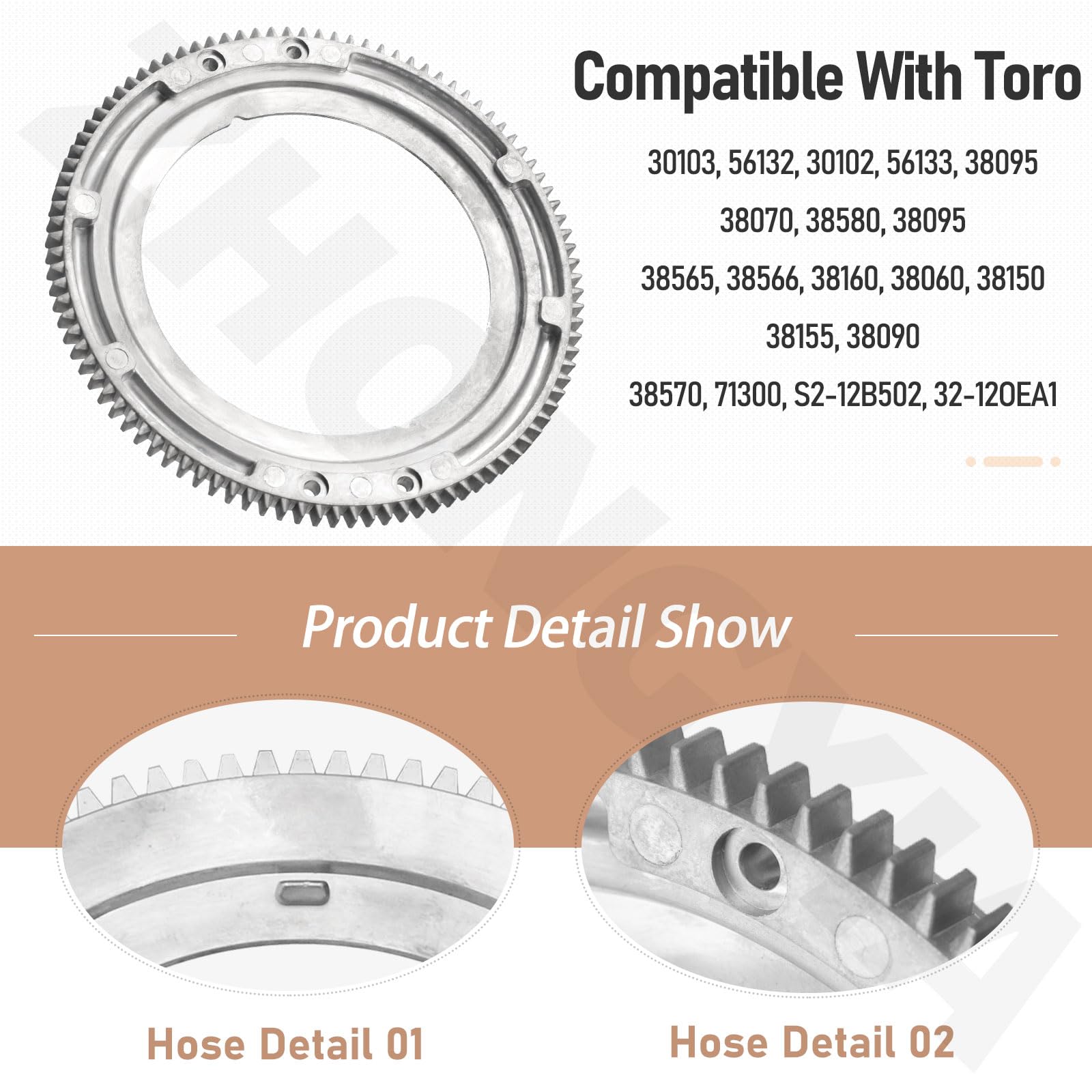 696537 Anello del volano compatibile con tosaerba B&S Toro Cu-b Cadet Cr-aftman S-tens 28P777 28N777 28N707 Sostituire 392134 399676 150-435 31-056 280104