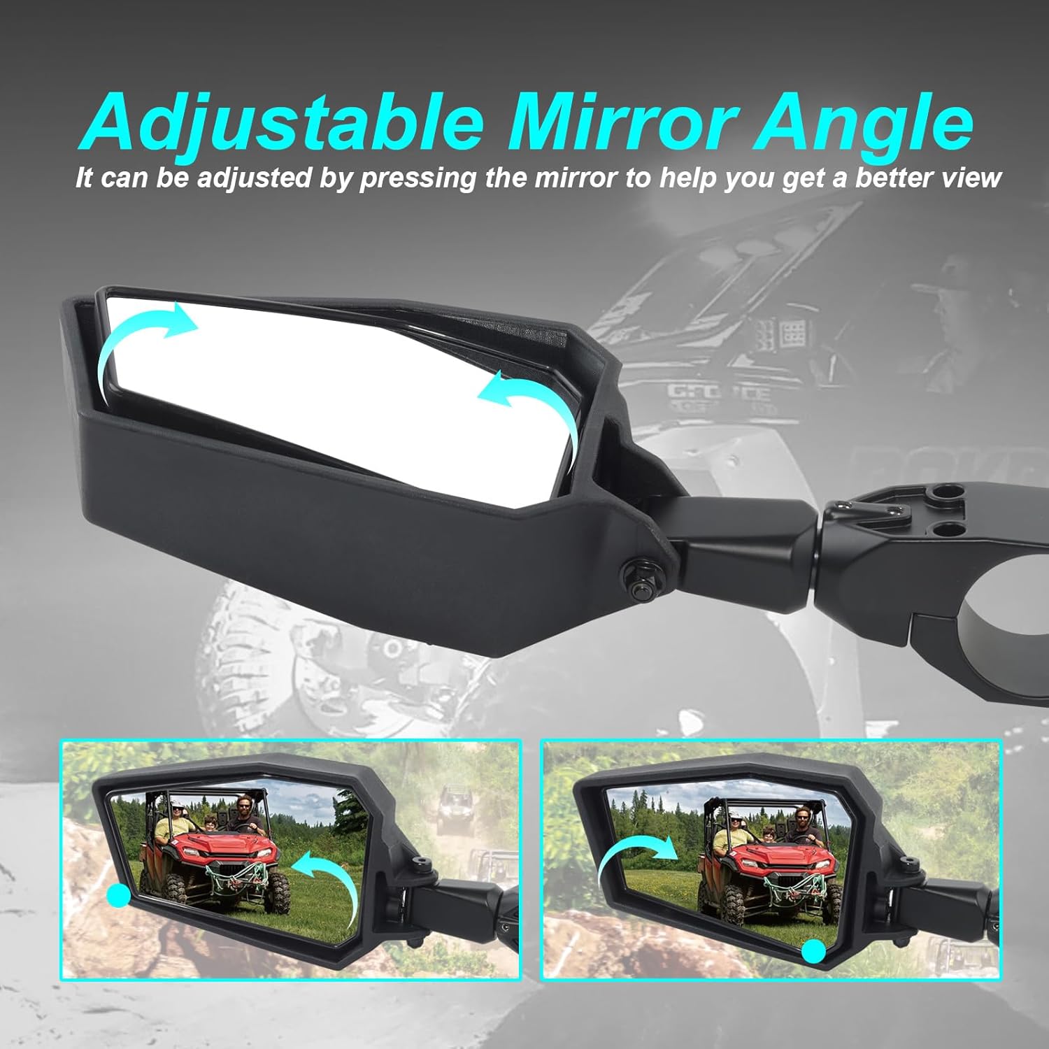 UTV Side Mirrors, Side By Side View UTV Mirror Fits 1.75"-2.0" Roll Cage, Compatible with Polaris Ranger and RZR, Can Am Defender X3, Honda Pioneer Talon SXS, Kawasaki Mule KRX (Side Mirror)