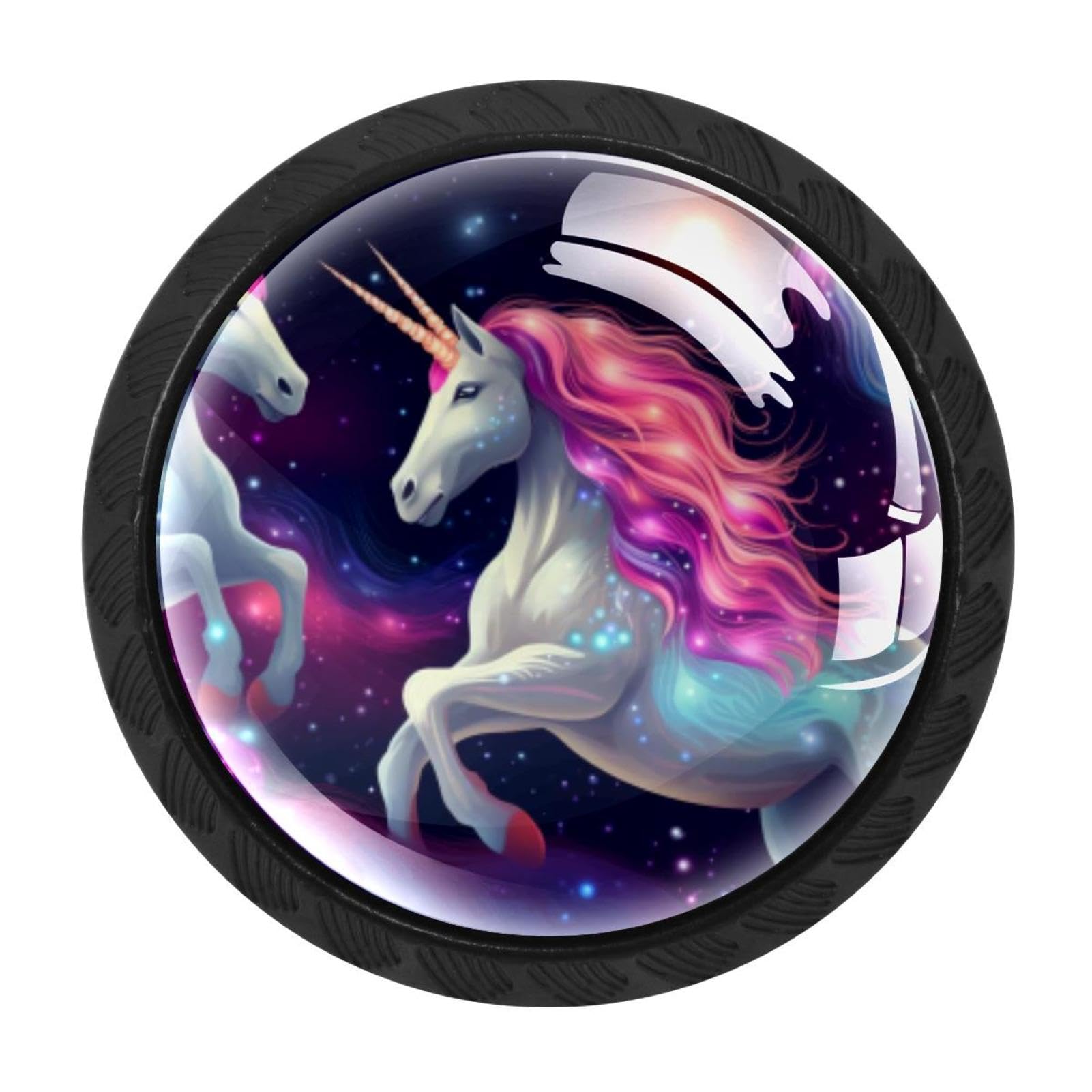 Chenzzzz Multicolored 02 4 Pieces Starry Unicorn Drawer Knobs, 35Mm Black Cabinet Knobs, Drawer Pulls And Knobs, Dresser Drawer Knobs, Cabinet Hardware Kitchen Cabinet Knobs
