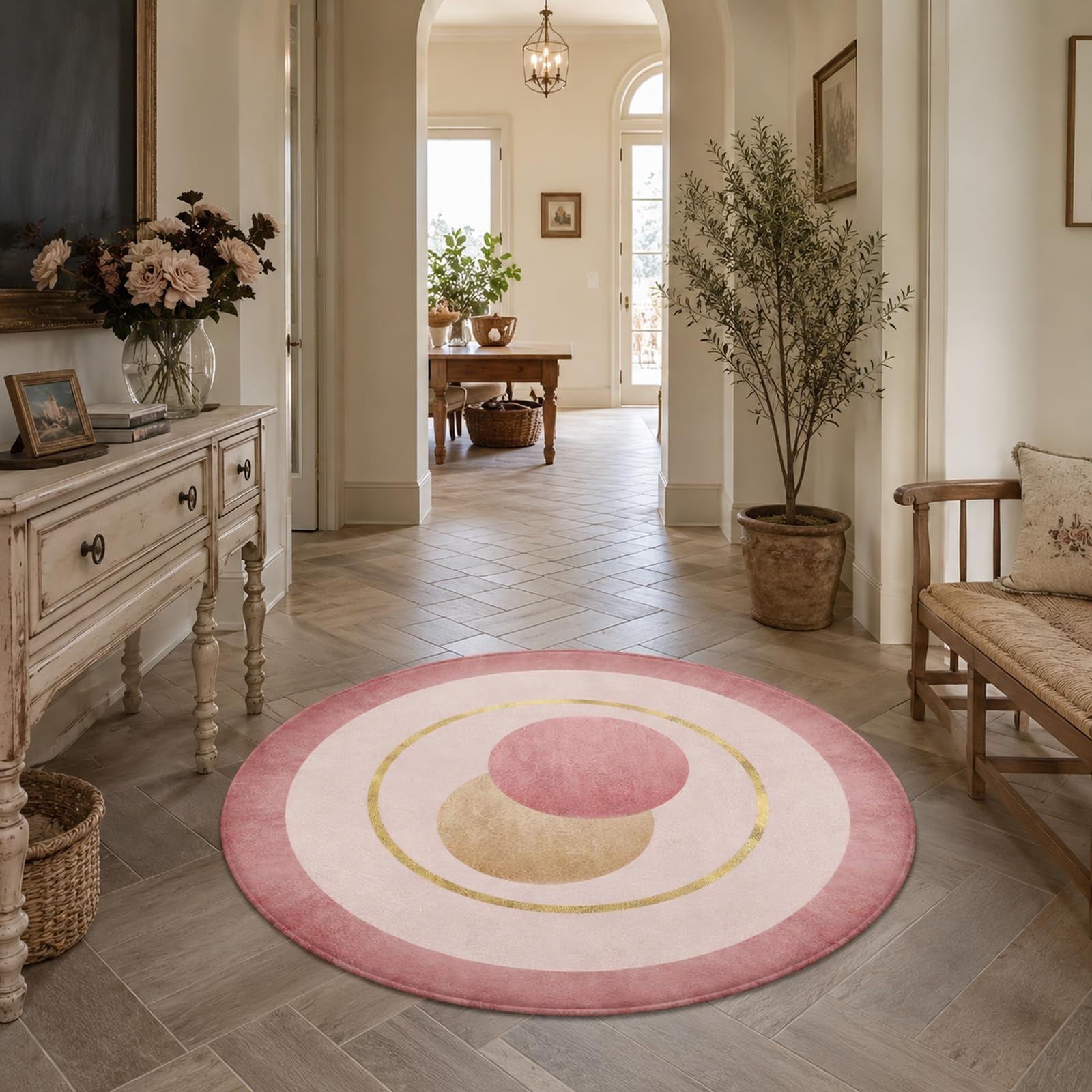 Tapis Rond géométrique moderne pour réveiller la déco aesthetic d'une chambre adulte