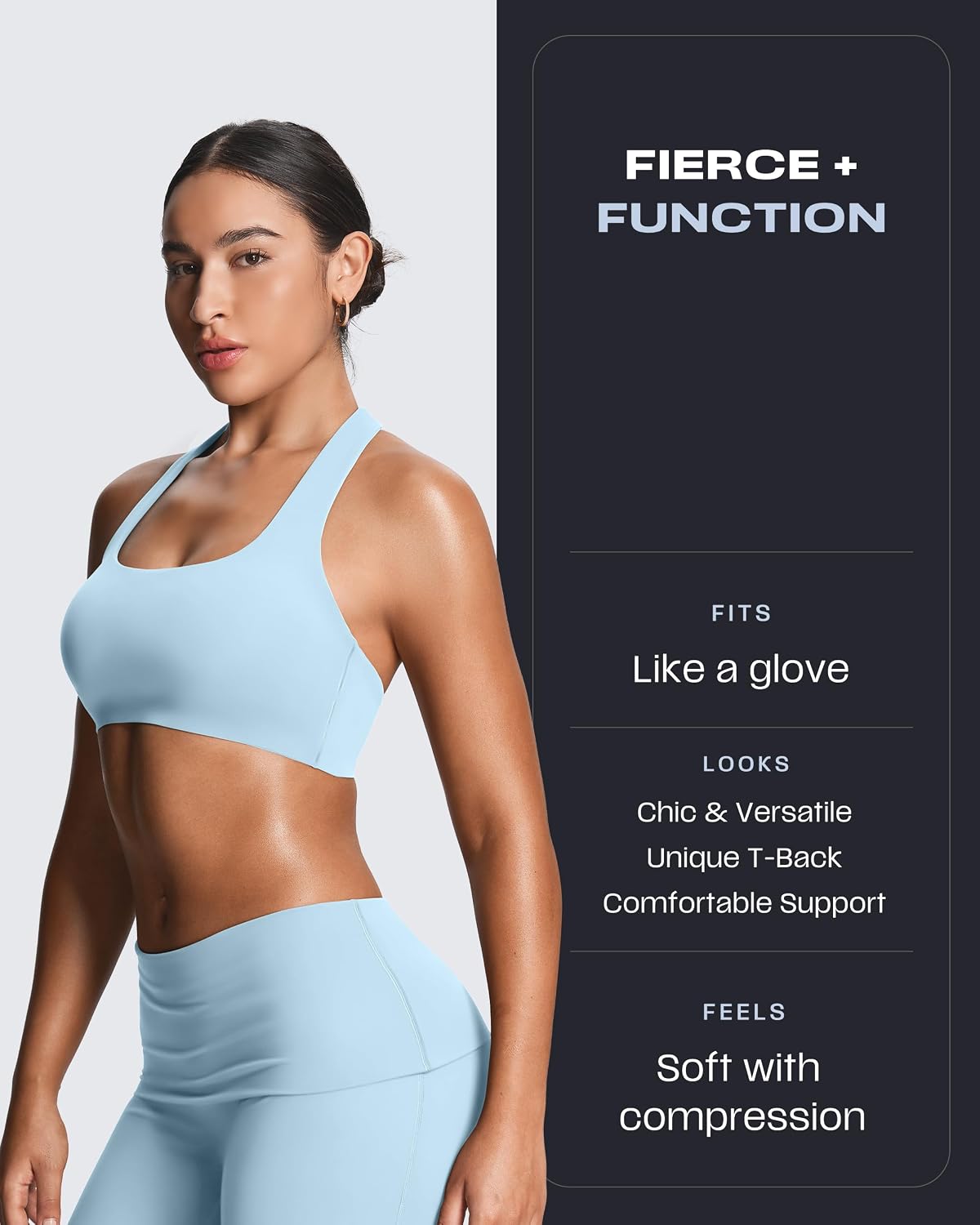 Aoxjox Women's Workout Sports Bras Fitness Training Gym Athlenza T-Back Bra Lumastretch™ Yoga Crop Tank