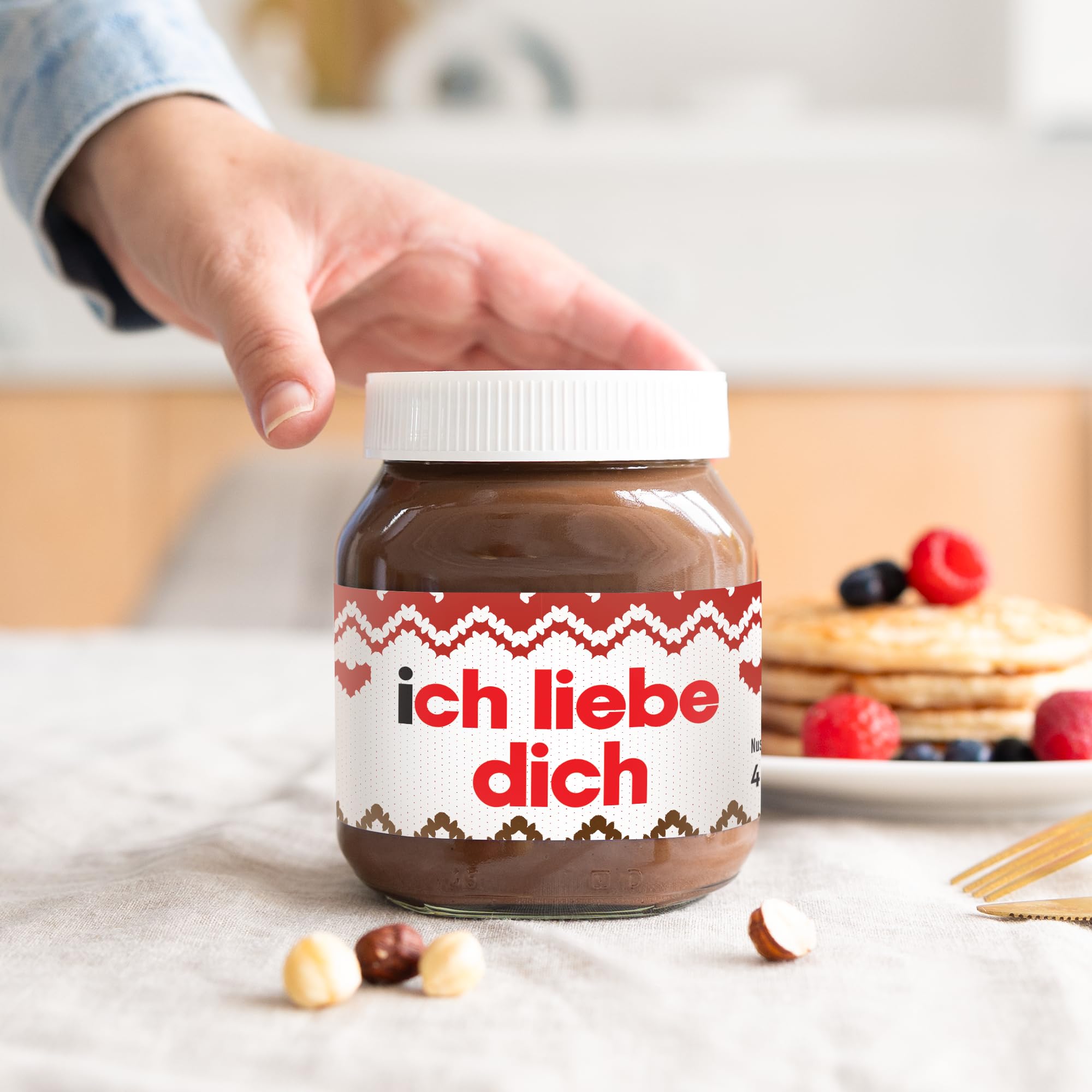 Nutella Geschenk Winter Liebe Herz Thema – Geschenkidee mit winterlichem & herzlichen Design, süßer Haselnuss-Schokoladenaufstrich perfekt für Geburtstag & Weihnachten