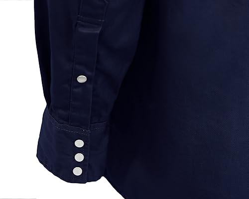 Miniatura 37 de BOCOMAL FR Shirts 6.25oz Camisas de soldadura ligeras Camiseta ignífuga para hombre ignífuga Rojo/Blanco,Gris,claro,Azul marino con broche