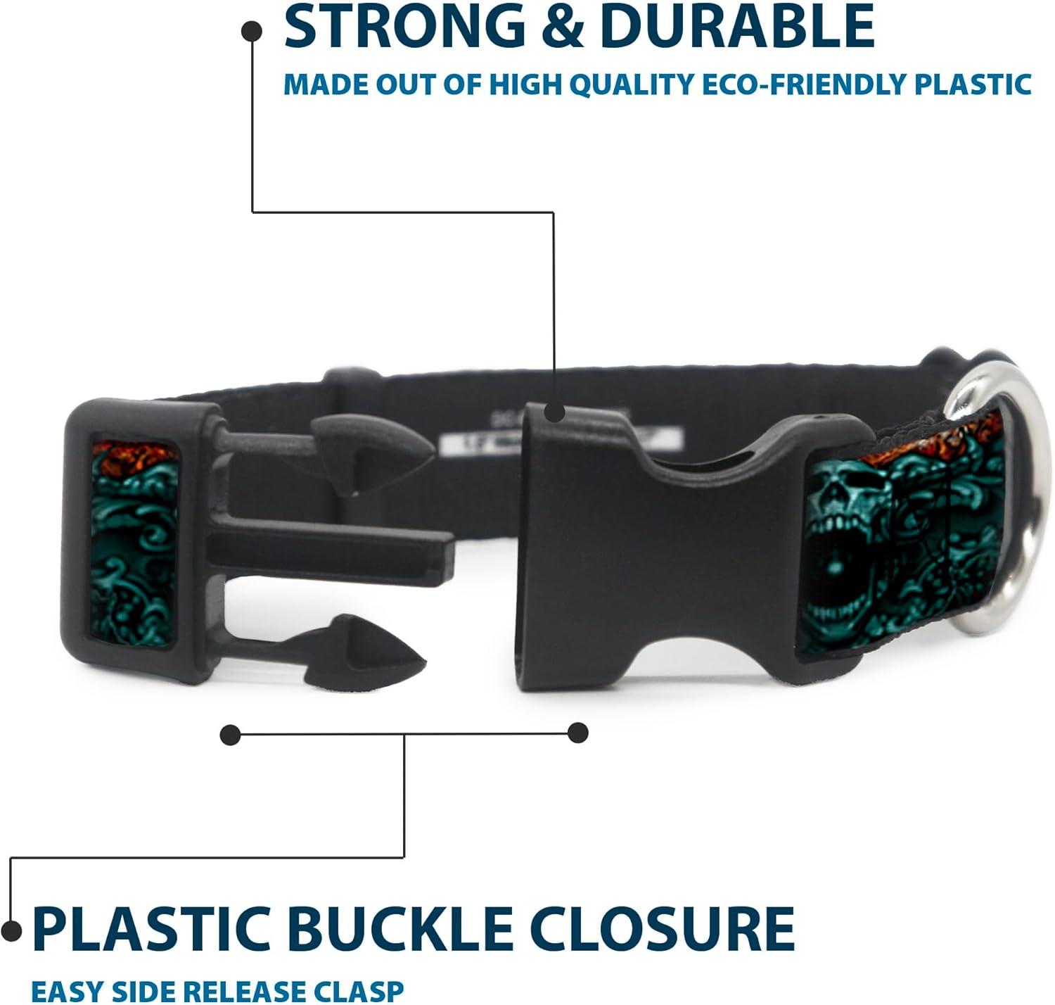 Buckle-Down PC-W32036-WS Plastic Clip Collar, 1.5" Wide-Fits 13-18" Neck-Small