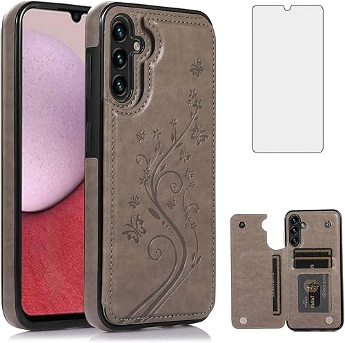 Miniatura 1 de Asuwish Funda de teléfono para Samsung Galaxy A14 5G con protector de pantalla de vidrio templado, tarjetero con soporte para tarjetero, soporte