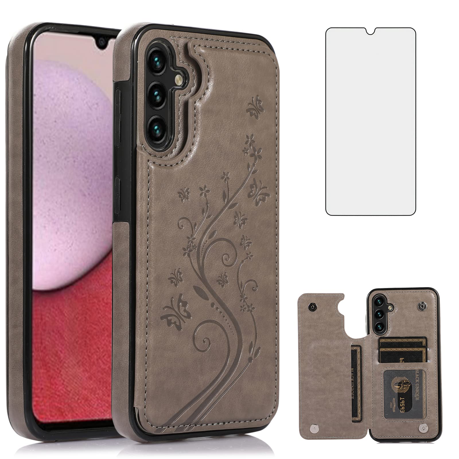 Asuwish Phone Case for Samsung Galaxy A16 5G/4G with Tempered Glass Screen Protector and Card Holder Wallet Cover Stand Flip Leather Cell Accessories