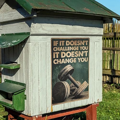 Miniatura 8 de WZVZGZ Letrero de metal con texto en inglés "Gym Room If It Doesn't Change You", decoración de pared divertida para el hogar, cocina, bar,