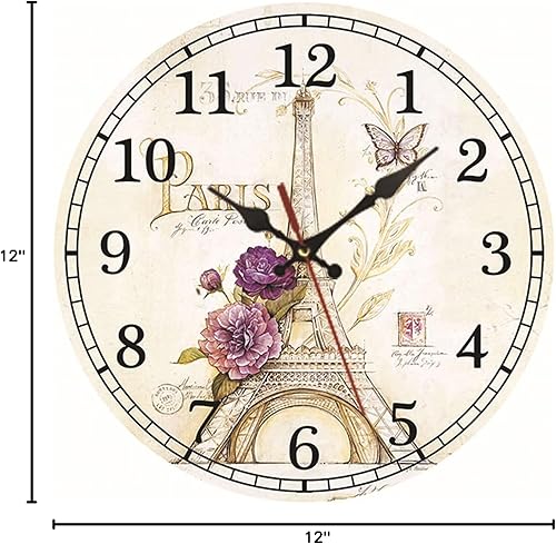 Miniatura 4 de Reloj de pared silencioso sin tictac de calidad de cuarzo, funciona con pilas, redondo de 12 pulgadas, fácil de leer para el hogar, oficina,