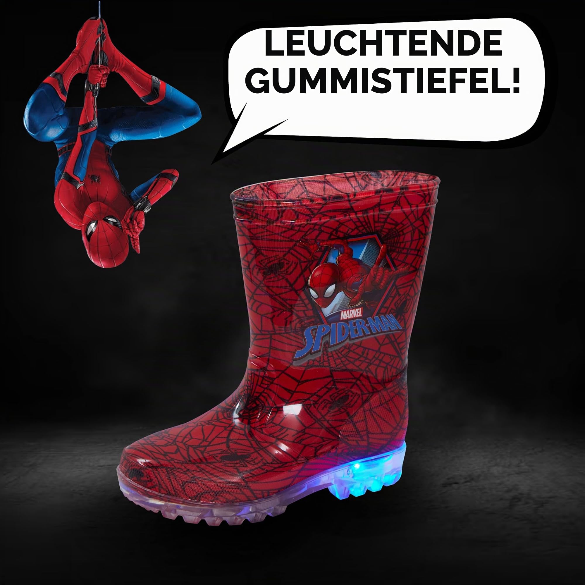 Marvel Spiderman Leuchtende Gummistiefel / Schneestiefel für Kinder