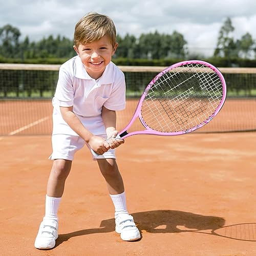 Miniatura 6 de LUNNADE Raqueta de tenis para niños y jóvenes, raqueta de tenis juvenil de 19212325 pulgadas con cubierta, adecuada para principiantes niños y niñas