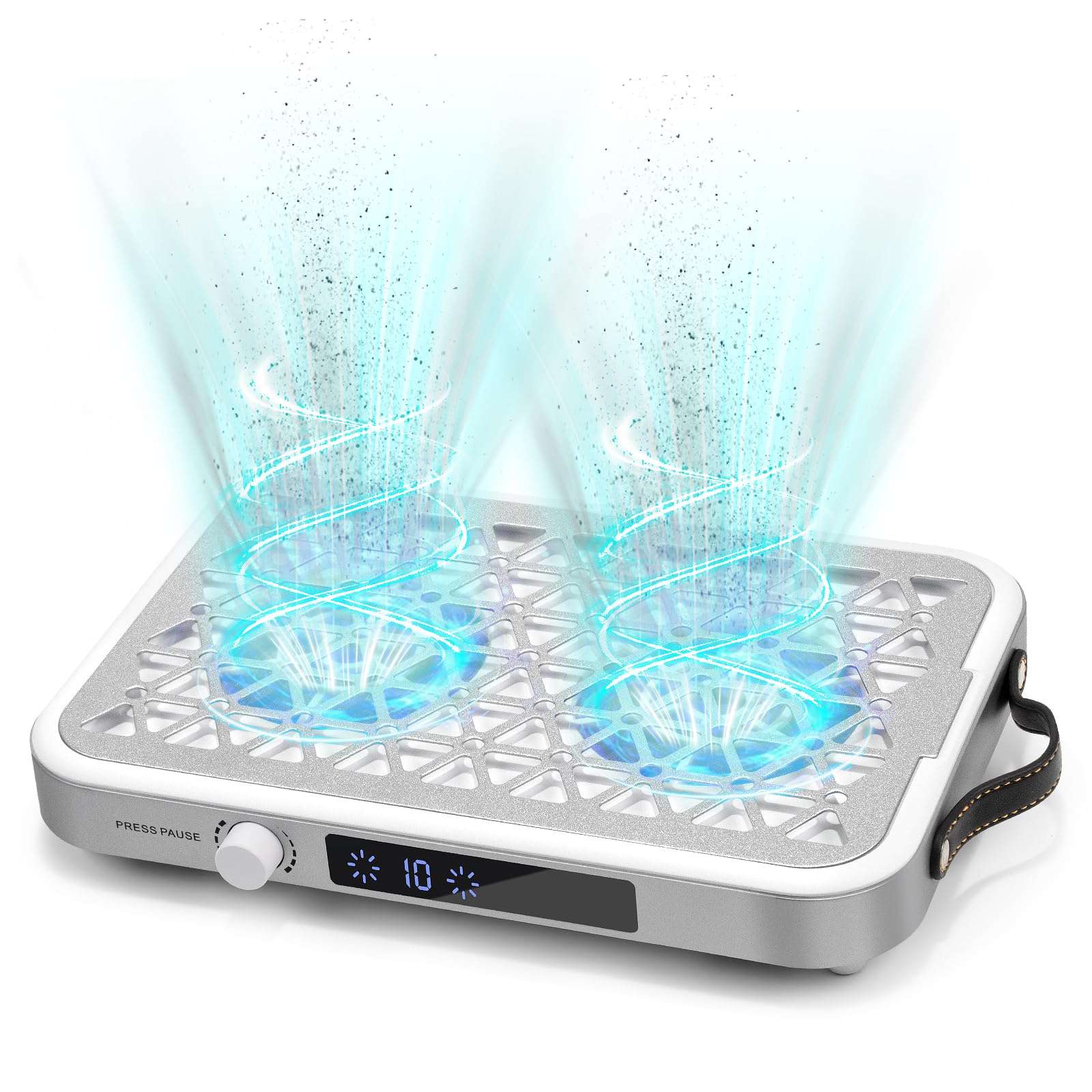 Professional Nail Dust Collector, 1600PA Dual Nail Fan Dust Collector, Dust Collector Nail Tech with 30 Disposable Filter Papers and 8 Stickers, 10-Speed Adjustable Nail Vacuum for Home or Salon Use