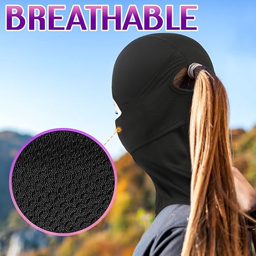 Miniatura 3 de CUIMEI Balaclava Face Mask for Women with Ponytail Hole Neck Gaiter Face Cover Moisture Wicking for Ski Motorcycle Cycling