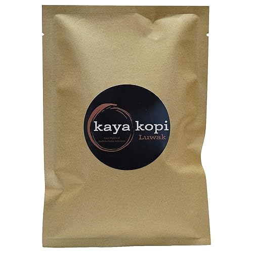 Premium Kaya Kopi Luwak From Indonesia Wild Palm Civets - Granos de café arábica, 16 onzas de tostado ligero, molido
