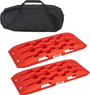Extreme Max 5001.6854 Recovery Boards – 2-Pack 27" Red Traction Tracks for Off-Road, Overlanding, Snow, Sand & Mud, Stackable with Carrying Case – Heavy-Duty, Compact Design