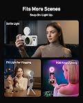 TELESIN 4-in-1 Magnetique portable RGB Lumière de Selfie avec Miroir & Restez debout. CRI90 360° LED Lampe de remplissage de bague de Selfie rechargeable, Compatible avec iPhone Android, 3 Niveau Luminosité, maquillage,TikTok,Selfie, Vlog