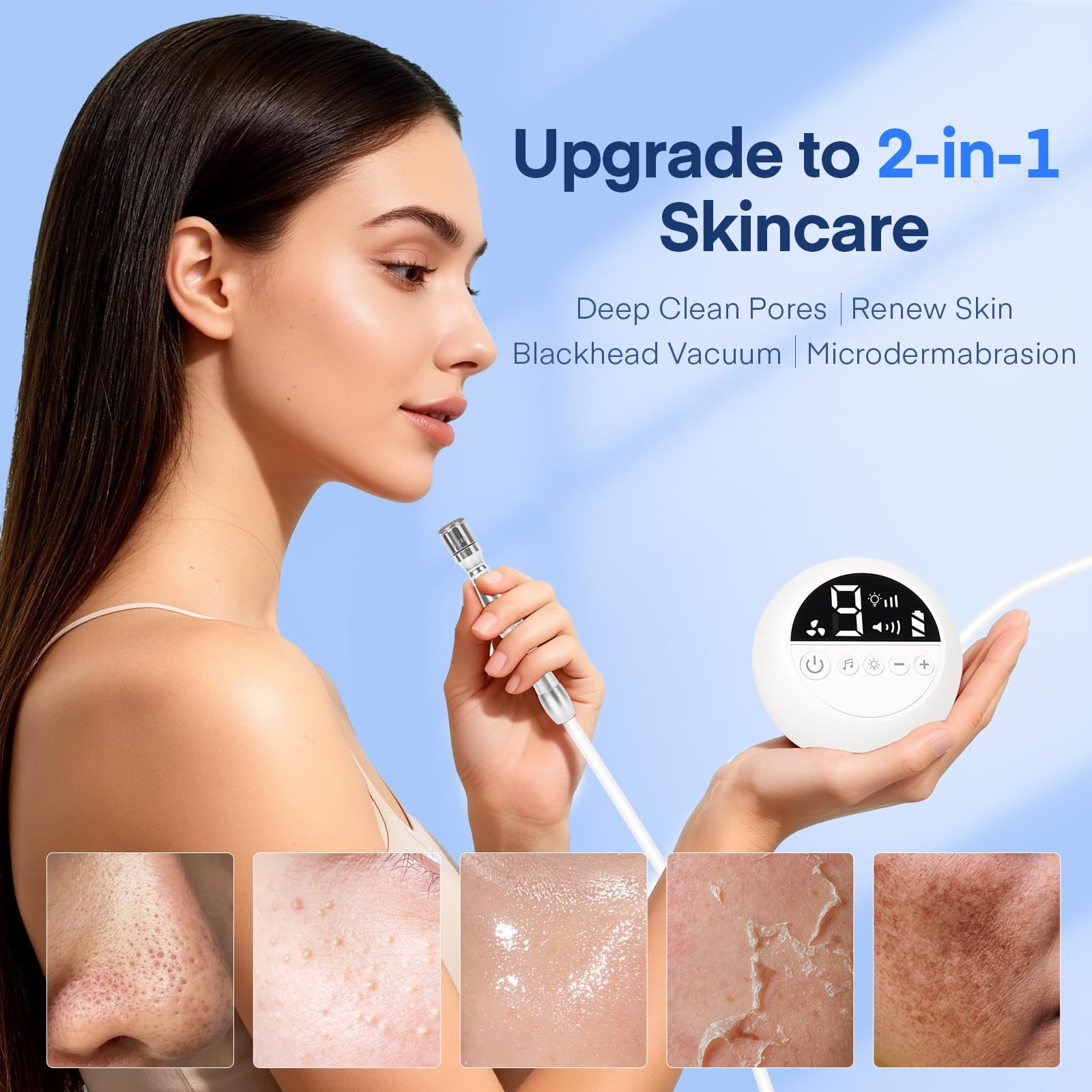 TopDirect Mini macchina per microdermoabrasione, dispositivo portatile per dermoabrasione diamantata con aspirazione regolabile, per rimozione di punti neri, esfoliazione, cura della pelle luminosa e
