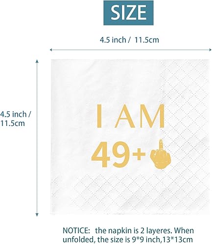 Miniatura 2 de Joyiou Servilletas de cóctel "I Am 49+1", decoraciones de regalo de fiesta de cumpleaños número 50 para hombres y mujeres, paquete de 50 servilletas