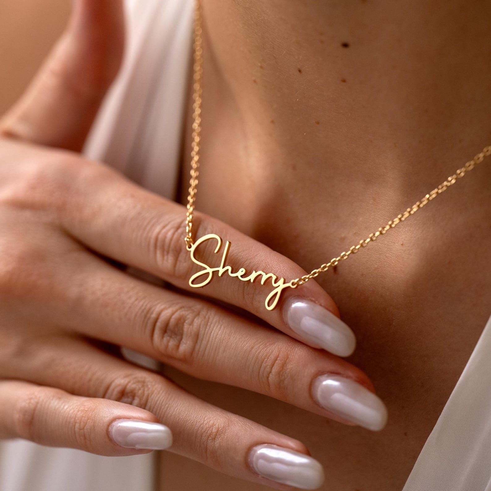Personalizzato collana con nome, argento collana con nome, su misura scritta ciondolo damigella Natale per lei, mamma