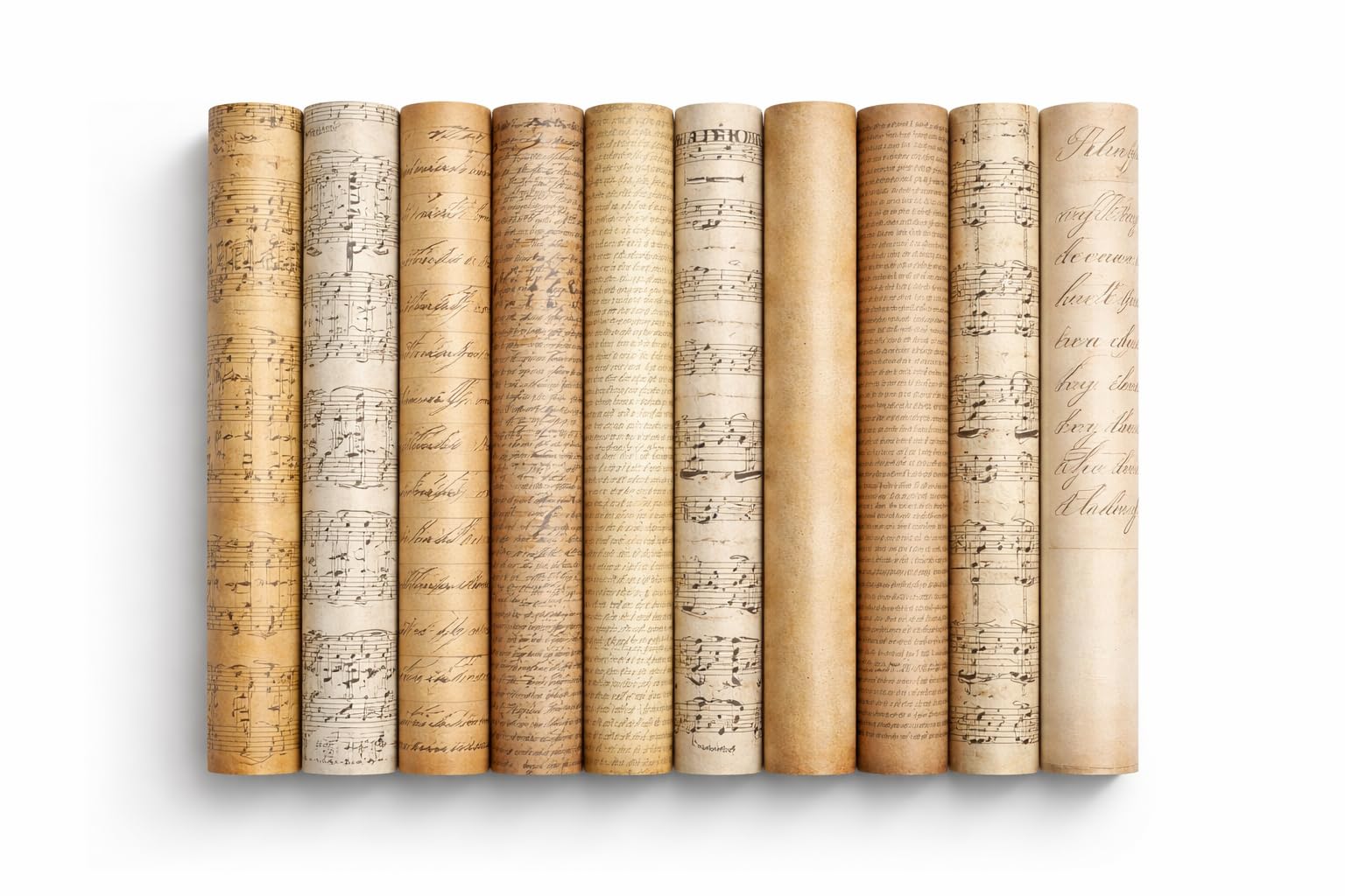 Gladtogift Vintage Wrapping Paper Set – 20 Sheets (10 Antique Designs), 100 GSM Matte, 12×18 Inch | Old Manuscript & Music Sheet Gift Wrap for Journals, Crafts & Gifting-image-49