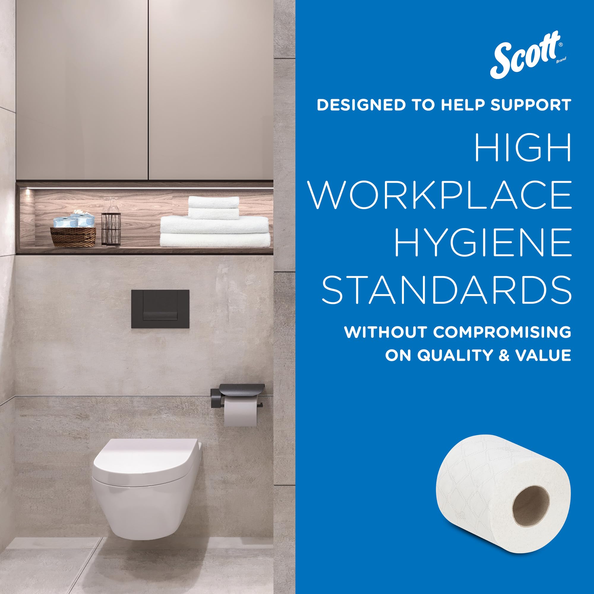 Scott Essential Toilettenpapier Standardgröße 8538, 2-lagiges Klopapier, weißes FSC-zertifiziertes WC-Papier, Standardgröße, 36 Rollen x 320 Blatt, (insg. 11.520 Blätter)