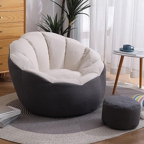 Sofá perezoso gigante (sin relleno), funda suave y esponjosa en forma de calabaza para adultos para decorar la sala de estar y el dormitorio, blanco