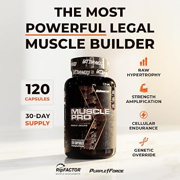Enhanced Labs Muscle Pro - 5-in-1 Premium Muscle Builder for Men - Epicatechin, Turkesterone, RipFACTOR & Purple Force - Advanced Muscle Support: Strength, Lean Mass & Free Testosterone - 120 Cap