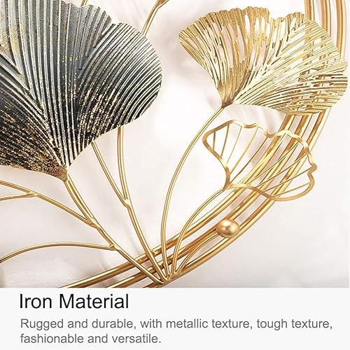 Miniatura 6 de Decoración de pared para sala de estar arte de metal de gran tamaño decoración de pared de hojas de ginkgo para el hogar arte de pared de estilo
