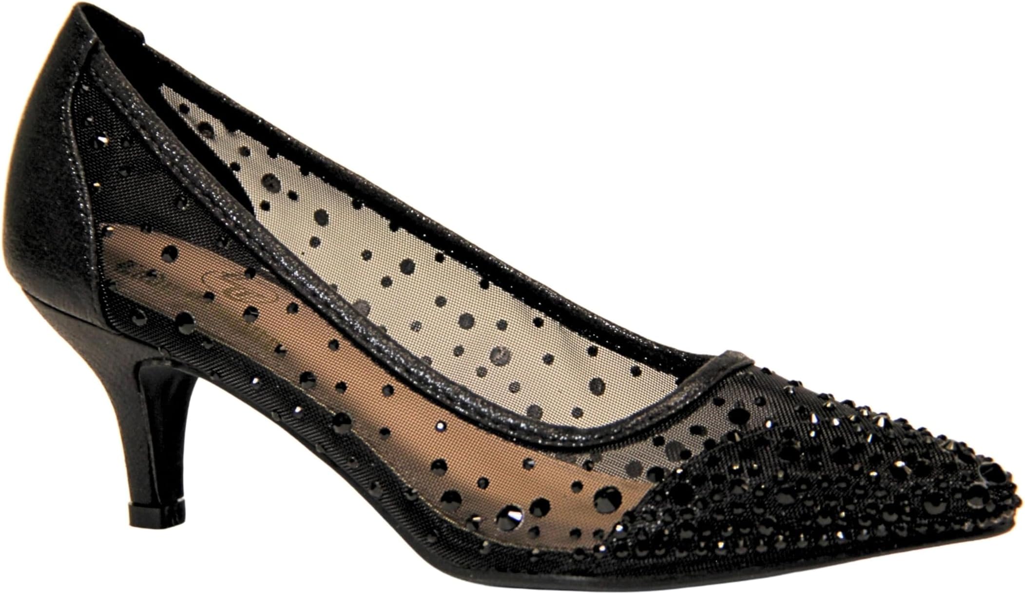 Rhinestone Mesh Dressy Shoes | Women’s Elegant Evening Pumps for Party, Wedding & Formal Occasions