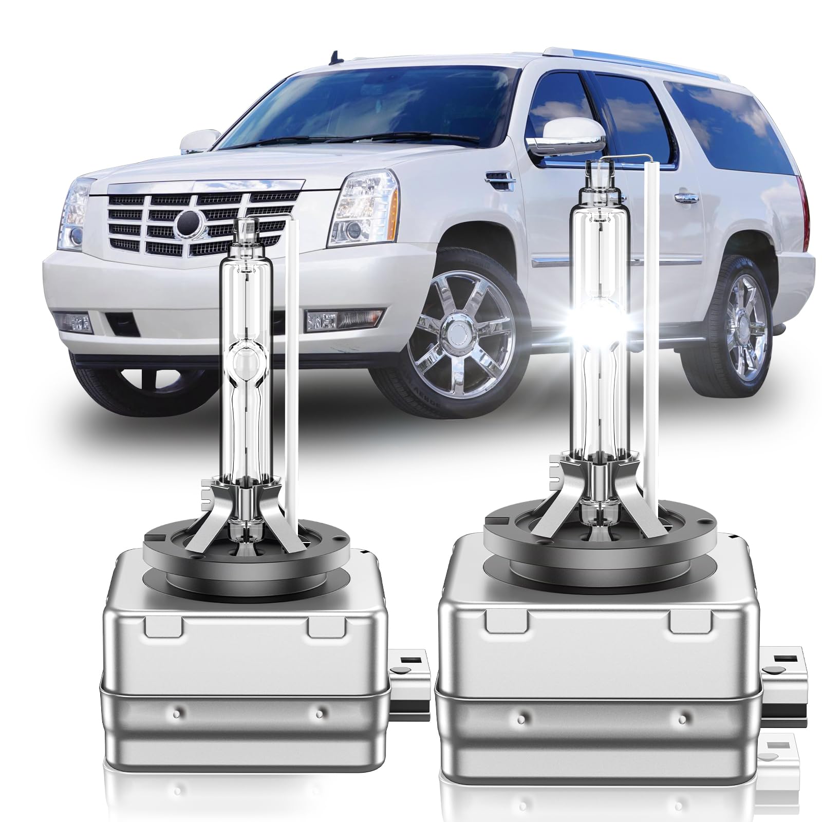 Photo 1 of SENROBO Fit for 2007 2008 2009 2010 2011 2012 2013 2014 Cadillac Escalade ESV EXT D1S HID Xenon Headlight Bulbs,350% Brightness,High Low Beam Light Bulb,6000K Cool White,Plug and Play,Pack of 2