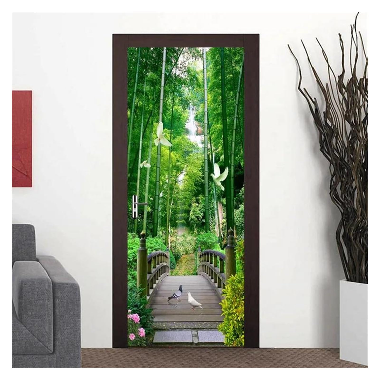 Sticker mural de porte autocollant pour masquer les imperfections de vos boiseries de chambre