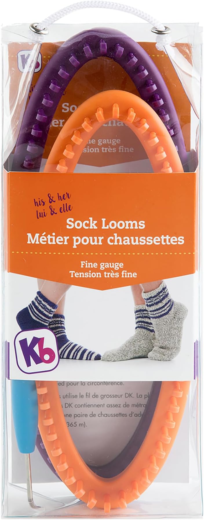 Authentic Knitting Board His and Her Sock Looms, Purple/Orange