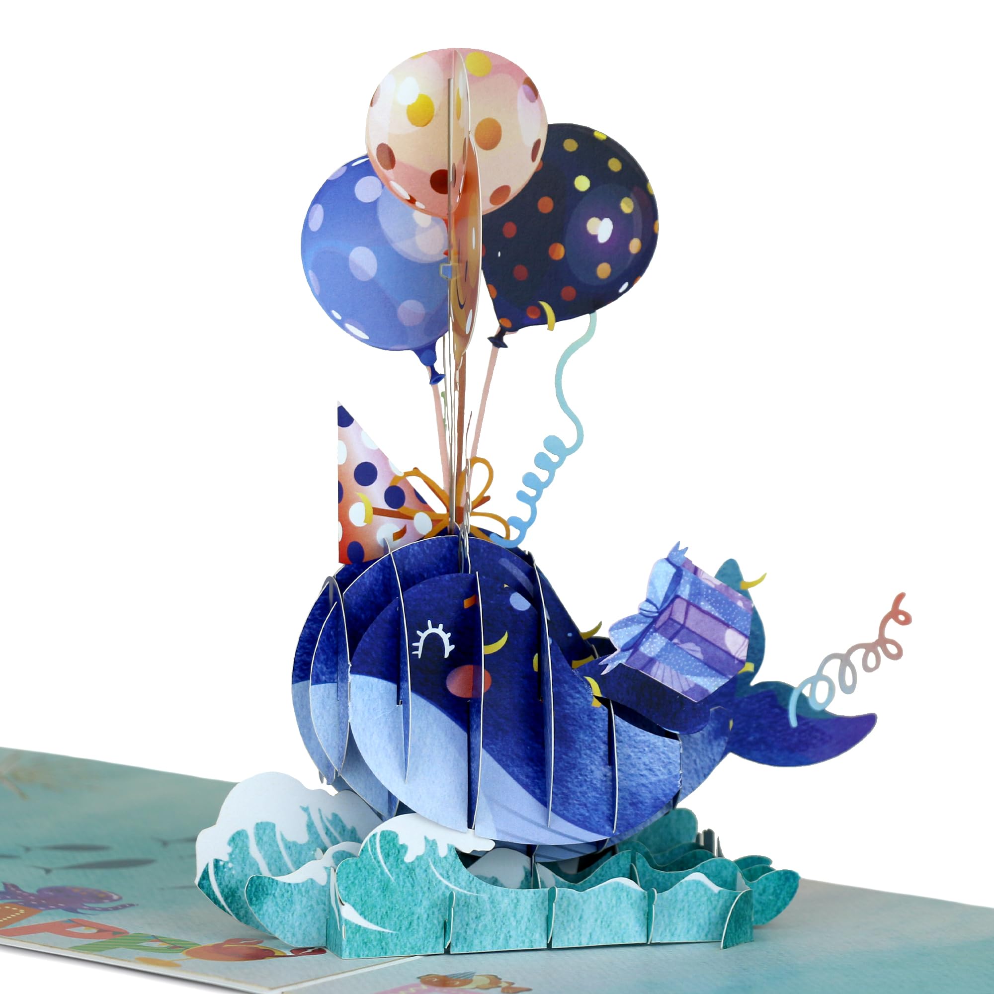 HAPPY GIFTERS Whale Pop Up Birthday Card – 3D Birthday Card – Popup Birthday Card – Popup Cards Birthday – Birthday Pop Up Cards for Women, Men, Kids