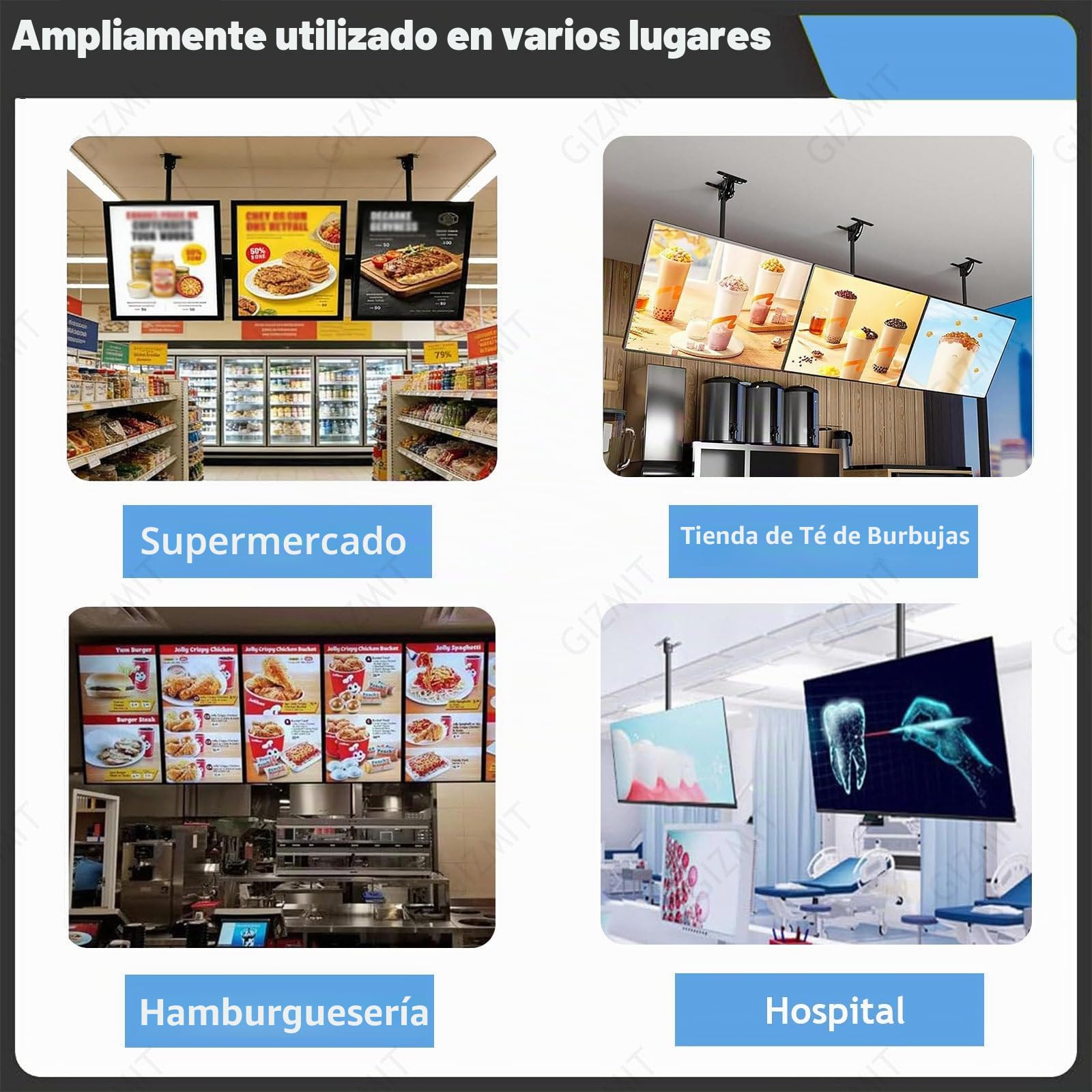Pantalla LED publicitaria para Exteriores,Pantalla Digital suspendida Ultrafina,Pantalla LED dinámica para publicación remota, Ideal para Tiendas de té de Burbujas,hospitales y pizzerías 24“