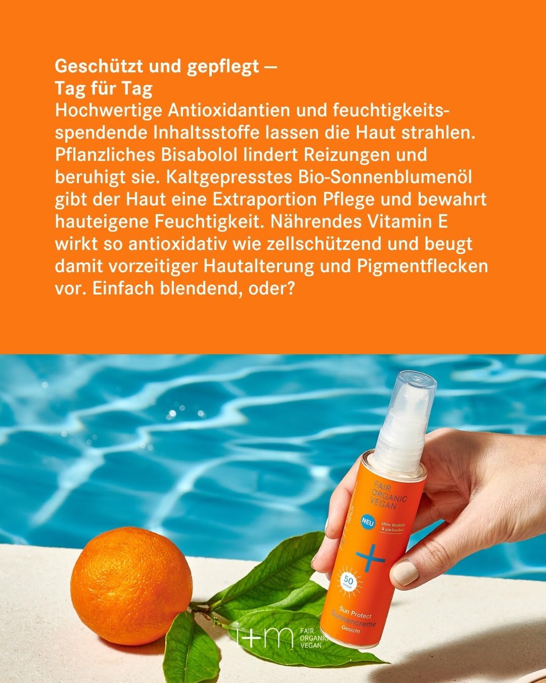 i+m® Sun Protect SPF 50, Organic Sun Cream for the Face Bisabolol & Vitamin E, Mineral Zinc UV Protection, Vegan - Image 4