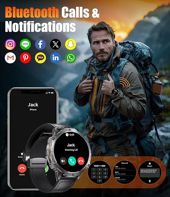 Smart Watches for Men with 900mAh(60+Standby),1.73 AMOLED Reloj Inteligente para Hombre with Bluetooth Call,110+ Sports Mode Fitness Tracker/Heart Rate Sleep Health Monitor/Android iOS Smart watch