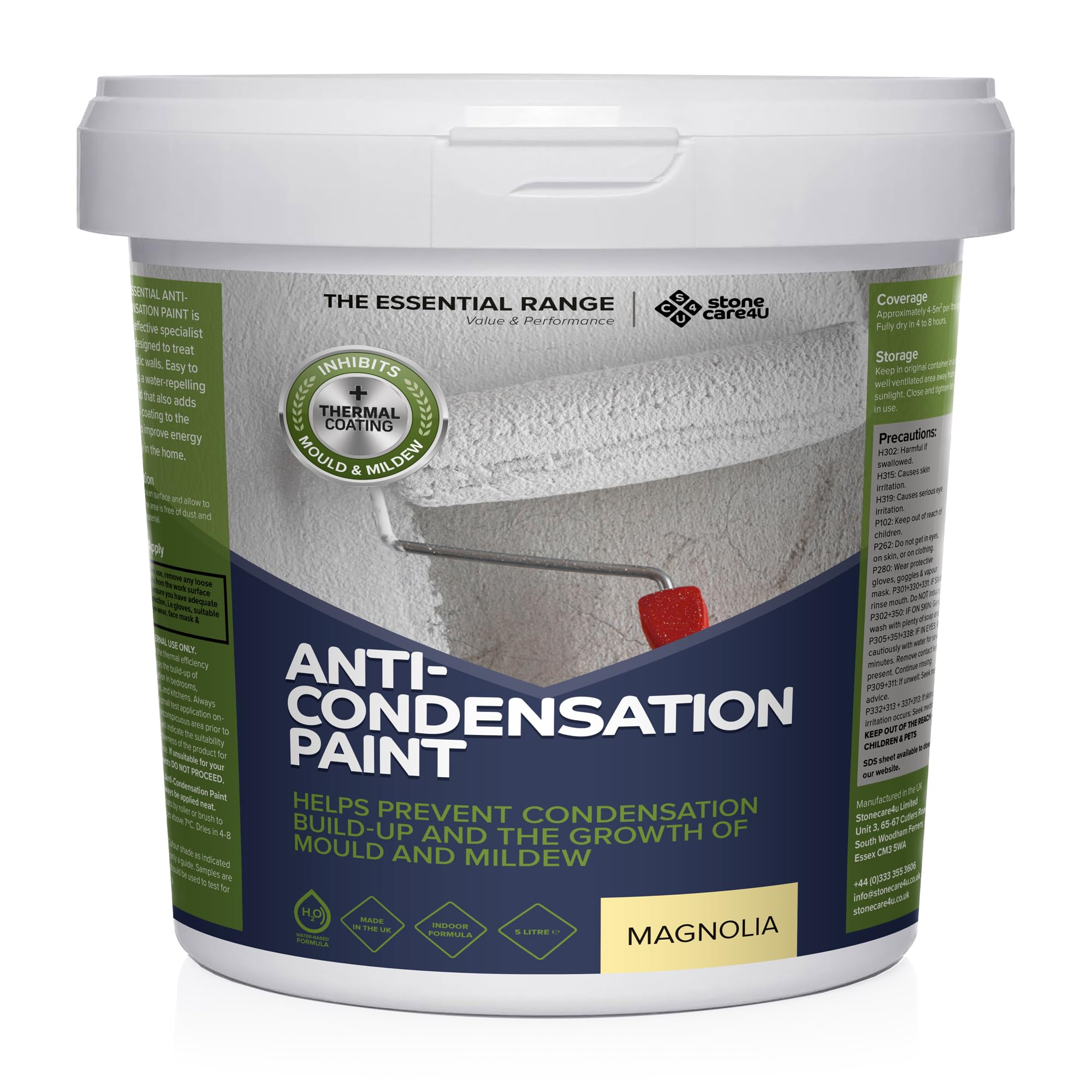 Stonecare4u Anti-Condensation Paint - Magnolia, 5 Litre - Internal Paint for Wall, Ceiling, Bathroom, Kitchen, Bedroom & Lounge - Reduces Condensation & Protects Against Mould, Mildew & Damp