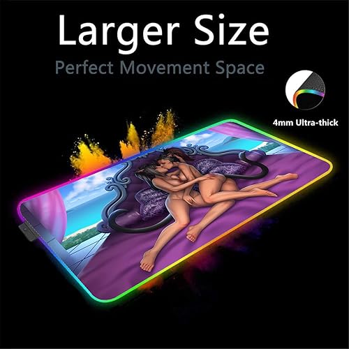 Miniatura 2 de Mouse Pads Sexy Anime Girl RGB Gaming Mausepad Keyboard Pad Led Seven Colors Mause Pad Expansion Pad Backlit Pad XXL Desk Mat 27.55 inch x12 inch