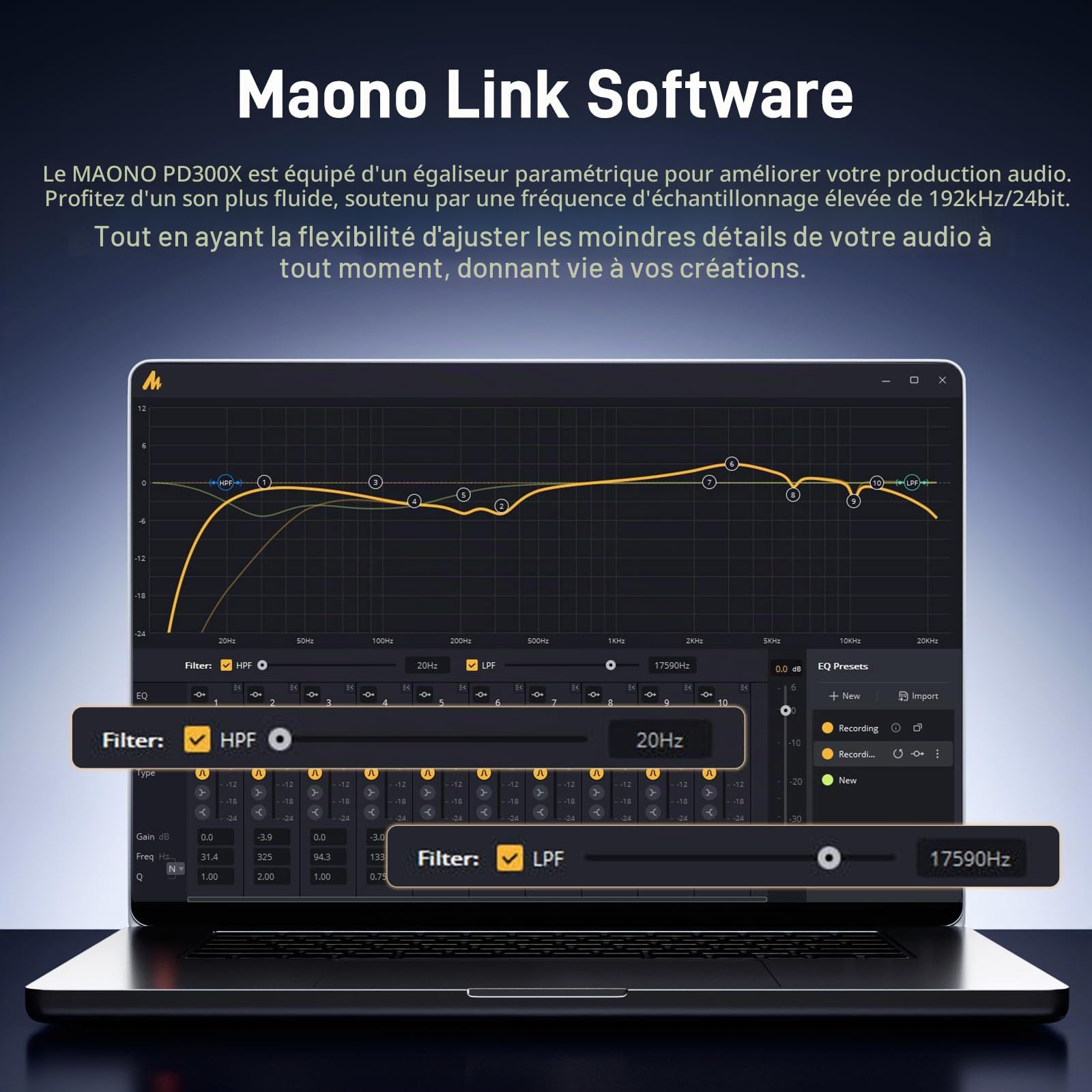 MAONO Microphone de Podcast XLR/USB, Microphone Dynamique PC avec Perche et Bouton de sourdine, Microphone Vocal pour Streaming, Studio, Jeux et Enregistrement, PD300XS