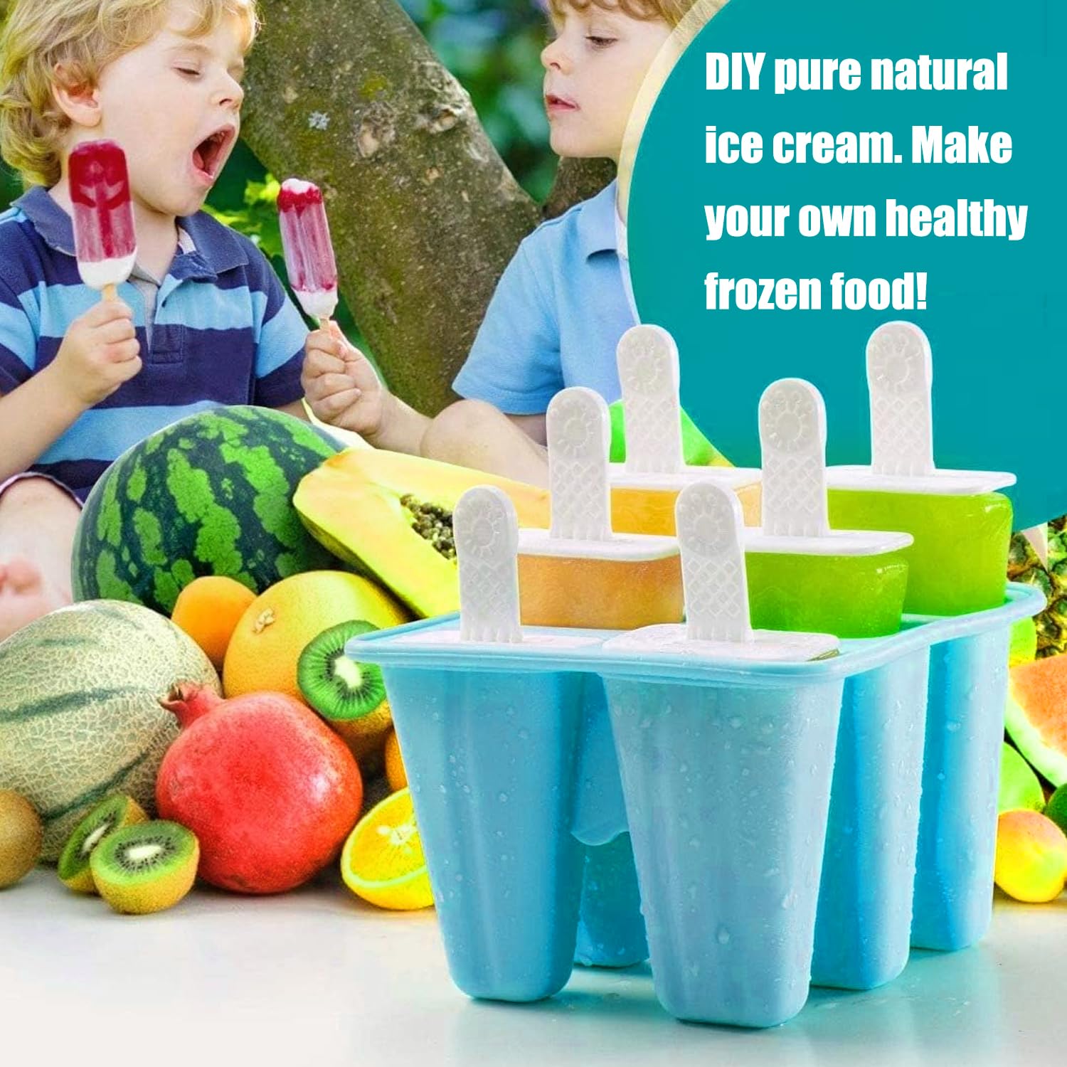 Stampi Ghiaccioli In Silicone 6 Cavità - Con Imbuto E Spazzola Per Gelati Fatti In Casa - Foto 2