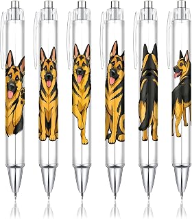 Cute German Shepherd Pens 6-Pack, Funny Dog Ballpoint Pens for Kids & Women, Puppy Gifts for Dog Lovers, School Supplies, Office Desk Accessories, Party Favors
