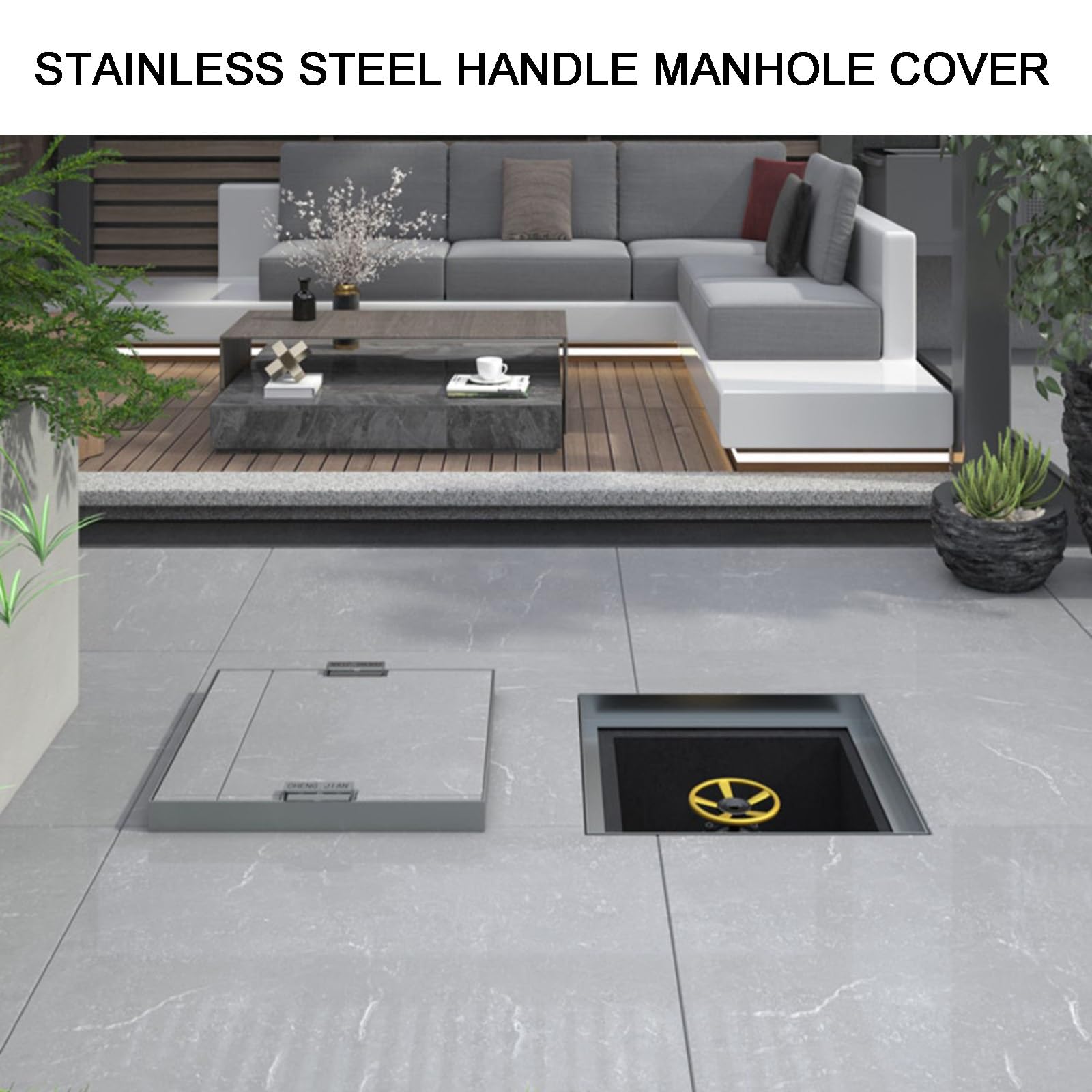 Copertura e base Recular Heavy-Du, 130 x 50 x 5 cm, in plastica, ideale per vialetti e uso esterno, facile accesso per manutenzione, design resistente alle intemperie