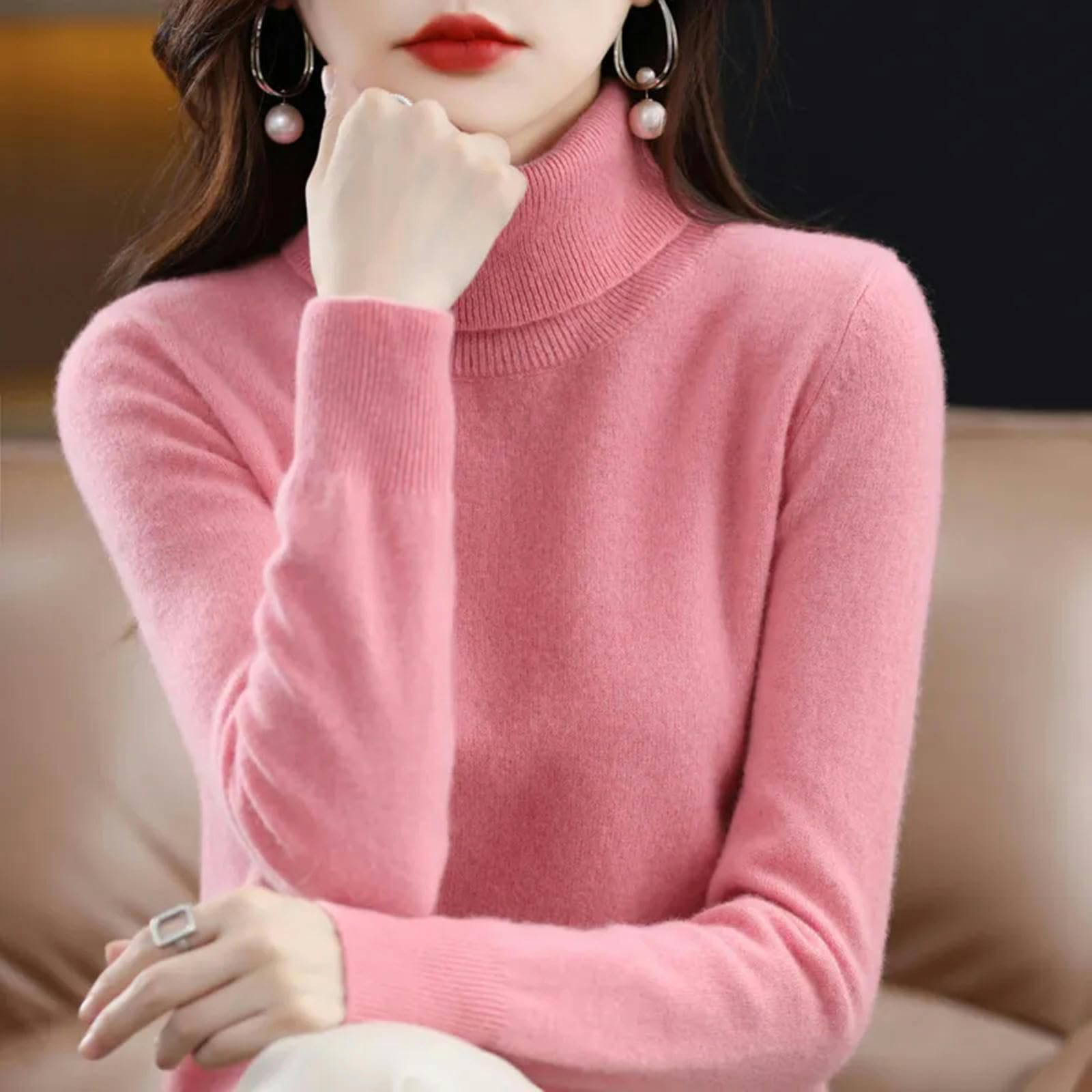 TEidea Maglione Donna Maglione da Donna Inverno Maglione A Torta Calda Invernale: Pullover Femminili A Maglia Ad Alto Colletto in Dimensioni S-XXL